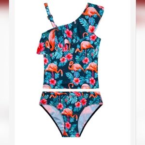 Tropical Flamingo Kids Bikini Set- Beach Summer Cute 7-8